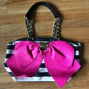 Betsy Johnson Striped Pink Bow bag